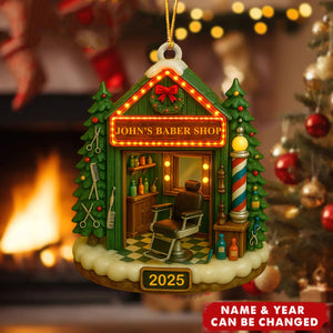 Celebrate Your Favorite Barber With A Barber Shop Design - Personalized Wooden Ornament