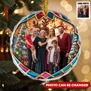Custom Photo For Family - Personalized Glass Ornament