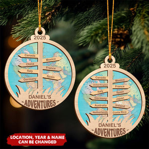 Travel Adventure - Personalized 2-Layered Ornament, Gift for Travelers and Explorers