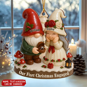 Our First Christmas Engaged - Personalized Christmas Acrylic Ornament