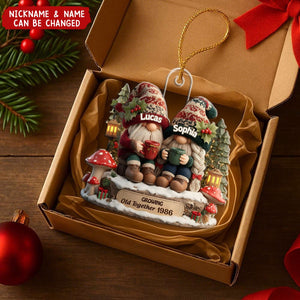 Going Old Together Dwarf Couple - Personalized Christmas Acrylic Ornament
