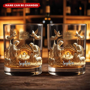 Nativity Moment - Personalized Christian Whiskey Glass