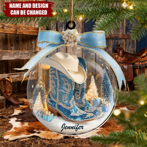 Cowboy Boots & Hat - Personalized Christmas Acrylic Ornament