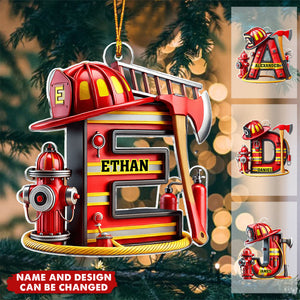 Firefighter Alphabet Decoration - Personalized Christmas Acrylic Ornament