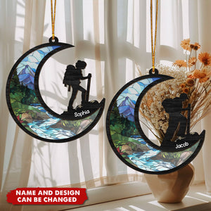 Hiker - Personalized Window Hanging Suncatcher Ornament