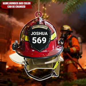 Firefighter Helmet - Personalized Christmas Acrylic Ornament