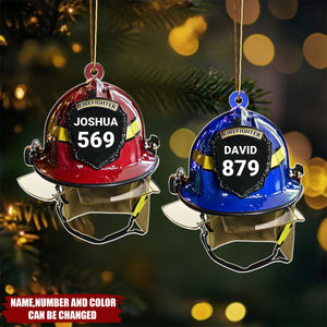Firefighter Helmet - Personalized Christmas Acrylic Ornament