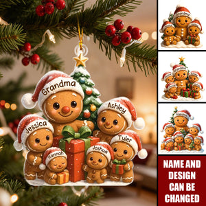 Gingerbread Family - Personalized Christmas Acrylic Ornament