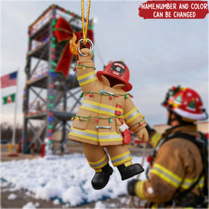Holiday Firefighter Hero - Personalized Christmas Acrylic Ornament