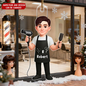 Christmas Hairdresser Man Woman - Personalized Christmas Acrylic Ornament