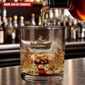 Fishing Man - Personalized Fishing Whiskey Glass, Gifts For Fishing Lovers