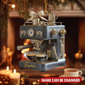Espresso Machine - Personalized Christmas Acrylic Ornament, Gift For Baristas And Coffee Lovers