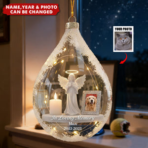 Custom Photo Pet Loss Memorial - Personalized Christmas Acrylic Ornament