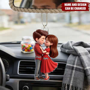 Romantic Love Couple - Personalized Acrylic Car Hanger - Sentimental Gift for him, for her