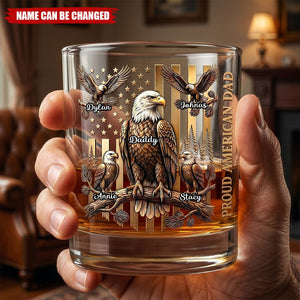 Proud Eagle Dad Round Glass - Personalized Gifts For Dad