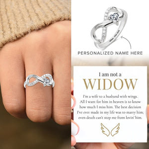 Personalized Angel Wing Infinity Ring with Heart Birthstone and Engraved Text Birthday Anniversary Gift for Her