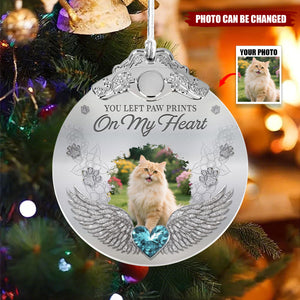 Memorial Pet In Heaven - Personalized Glass Photo Ornament With Silver Cap