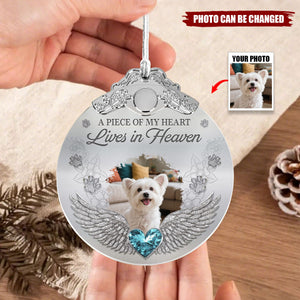 Memorial Pet In Heaven - Personalized Glass Photo Ornament With Silver Cap