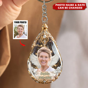 Custom Photo Acrylic Keychain - Personalized Christmas Memorial Sympathy Gifts For Loss Of Mom, Dad