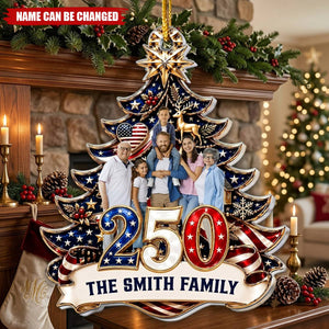 250th Anniversary Custom Family Photo & Name Usa Patriotic Keepsake Gifts - Personalized Ornament