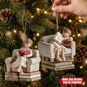 Just A Girl Who Loves Books Acrylic Ornament - Personalized Book Lover Gift for Bookworm