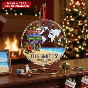 Custom Circle Glass Ornament - Personalized Christmas Birthday Gifts For Mom, Dad, Brother, Sister - Best Vacation With My Family