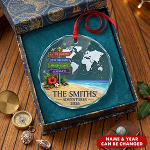 Custom Circle Glass Ornament - Personalized Christmas Birthday Gifts For Mom, Dad, Brother, Sister - Best Vacation With My Family