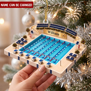 Personalized Swimming Christmas Ornament, Custom Swimmer Name Ornament