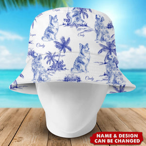 Dog Lovers Toile De Jouy Style Custom Dog Breeds Personalized Bucket Hat