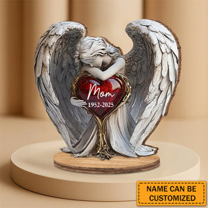 On Angels Wings - Personalized Memorial Freestanding Wood Plaque
