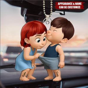 Funny Cartoon Couple Personalized Acrylic Car Ornament
