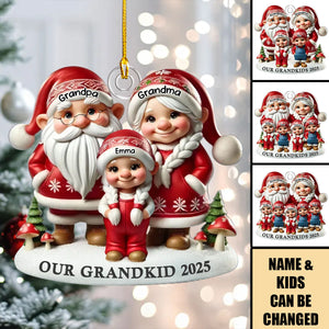Drawf Grandma Grandpa And Grandkids Personalized Acrylic Ornament