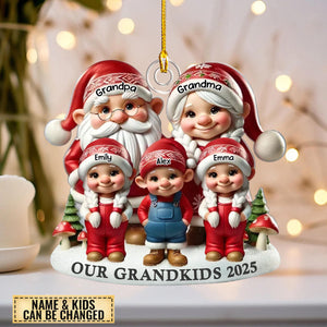 Drawf Grandma Grandpa And Grandkids Personalized Acrylic Ornament