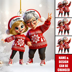 Happy Christmas Grandma Grandkids Personalized Acrylic Ornament
