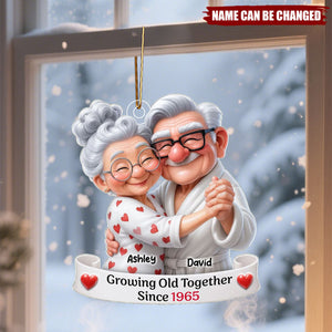 Growing Old Together Personalized Old Couple Dancing Acrylic Ornament