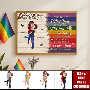 The Day I Met You LGBTQ Couple Personalized Poster, Pride Month Gift