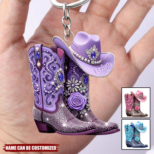 Cowgirl Boots - Personalized Acrylic Keychain