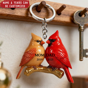 Vintage Nostalgic Cardinals Memorial Dad Mom - Personalized Acrylic Keychain
