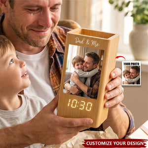 Father's Day Gifts, Dad & Me - Personalized Pen Holder With Clock