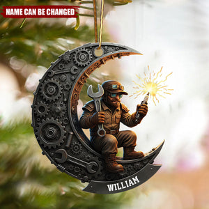 Personalized Welder Acrylic Ornament, Garage Worker Gift, Metalworker Christmas Decoration 2025
