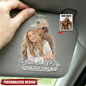 Custom Faceless Portrait Anniversary Gifts For Him, Her - Personalized Car Visor Clip