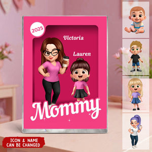 Grandma Grandkids Pink Action Figure Personalized Acrylic Block