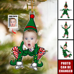 Funny Elf Family Custom Face - Personalized Acrylic Photo Ornament