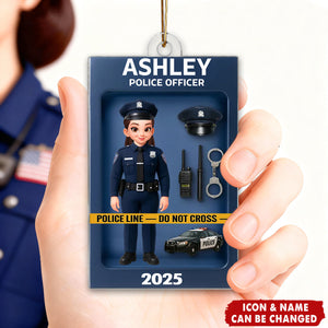 Police Officer Action Figure Personalized Acrylic Ornament - Special Gift For Police