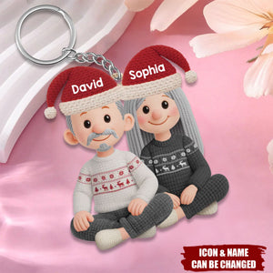 Personalized Crochet Acrylic Keychain - Anniversary Christmas Wedding Gifts For Husband And Wife- Hooked On Love