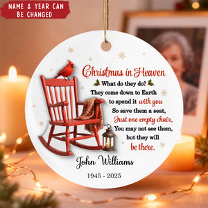 Christmas in Heaven - Personalized Ceramic Ornament - Sympathy Gift For Loss Of Loved Ones