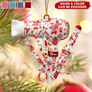 Hairstylist Toile de Jouy Ornament, Personalized Christmas Acrylic Ornament, Gift For Hairdresser, Stylist or Salon Owner