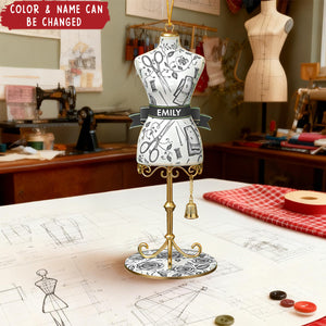 Toile De Jouy Ornaments, Personalized Dress Form Ornament, Christmas Gift for Seamstress, Tailor, Fashion Designer