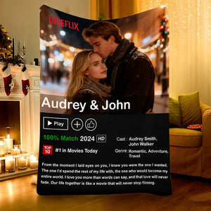 Couples Loveflix Movie Poster - Personalized Photo Blanket