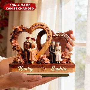 Love Through Time - Personalized 2-Layered Wooden Plaque - Anniversary, Valentine's Day Gift